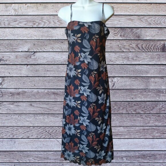 Shein Women's Medium (6) Spaghetti Strap Floral Midi Dress Boho Office NEW - Picture 1 of 6